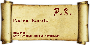 Pacher Karola névjegykártya